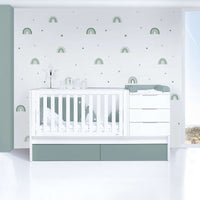 Lettino trasformabile 70x140 cm bianco/eucalipto · Sero More Eucalyptus K546-M7757