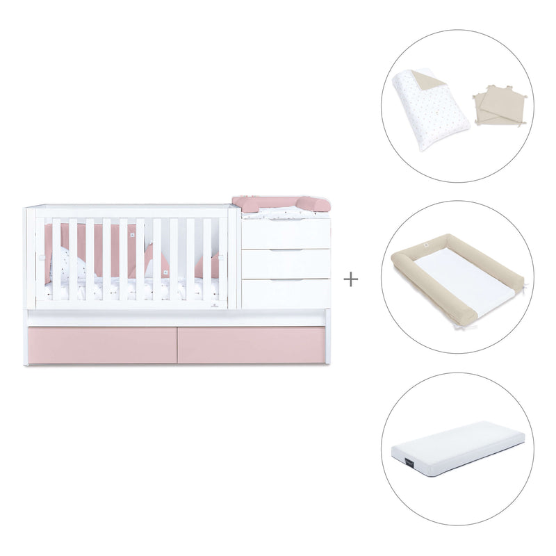 Lettino trasformabile 70x140 cm bianco/rosa chiaro · Sero More Flamingo K546-M7742