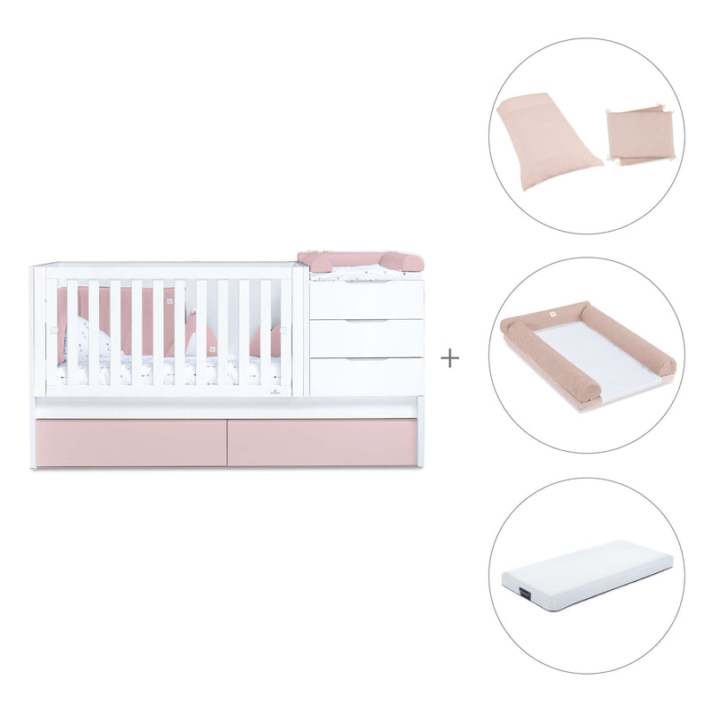 Lettino trasformabile 70x140 cm bianco/rosa chiaro · Sero More Flamingo K546-M7742