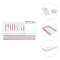 Lettino trasformabile 70x140 cm bianco/rosa chiaro · Sero More Flamingo K546-M7742