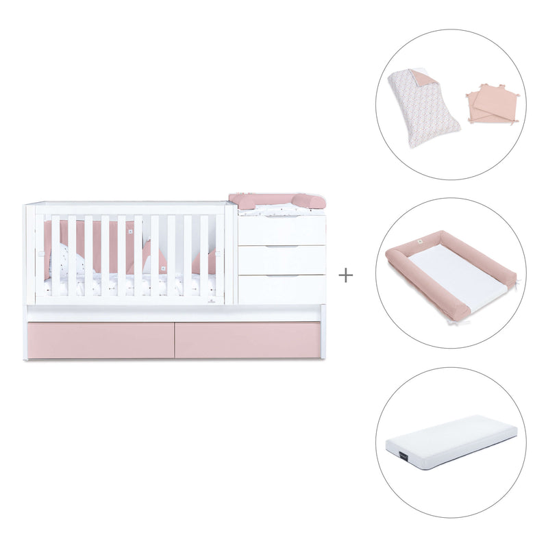 Lettino trasformabile 70x140 cm bianco/rosa chiaro · Sero More Flamingo K546-M7742