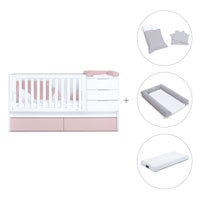 Lettino trasformabile 70x140 cm bianco/rosa chiaro · Sero More Flamingo K546-M7742