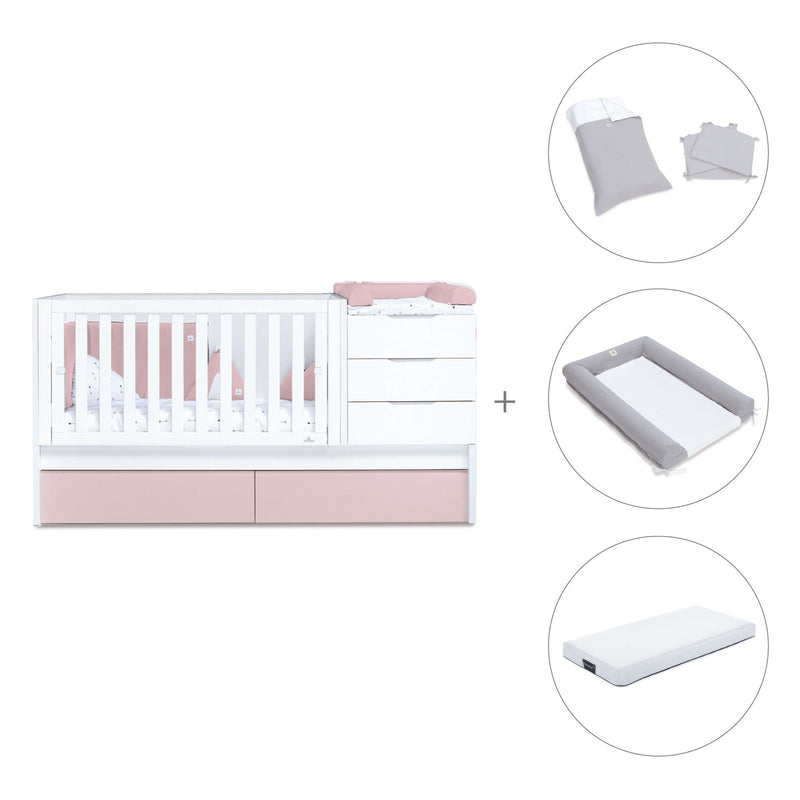 Lettino trasformabile 70x140 cm bianco/rosa chiaro · Sero More Flamingo K546-M7742