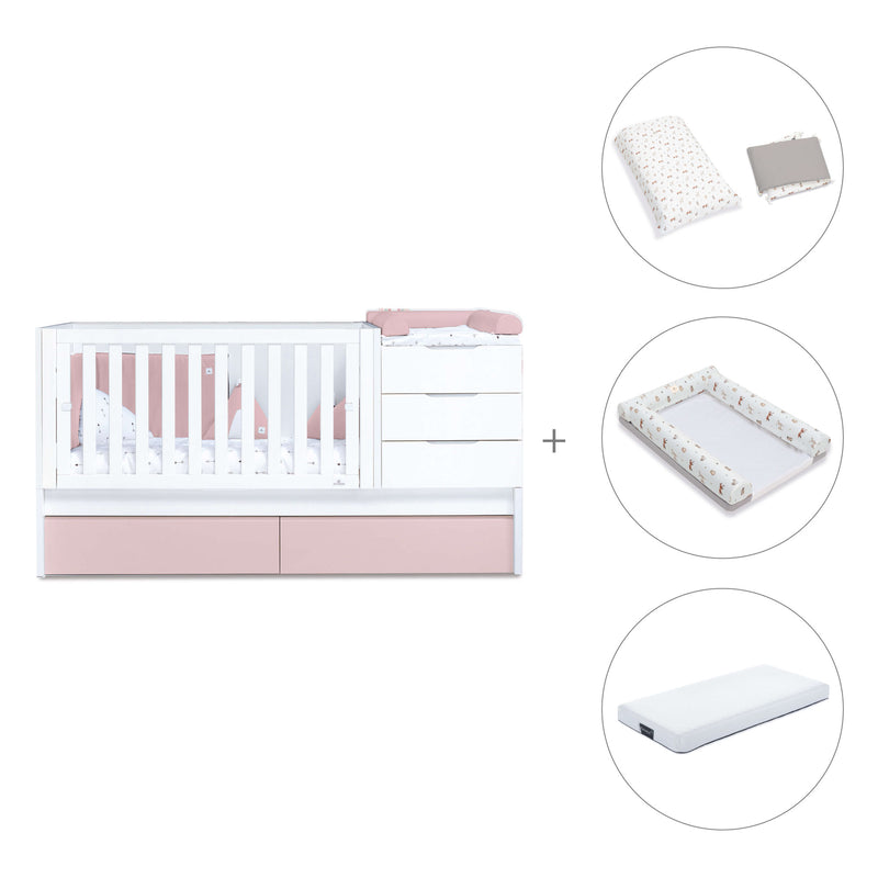 Lettino trasformabile 70x140 cm bianco/rosa chiaro · Sero More Flamingo K546-M7742