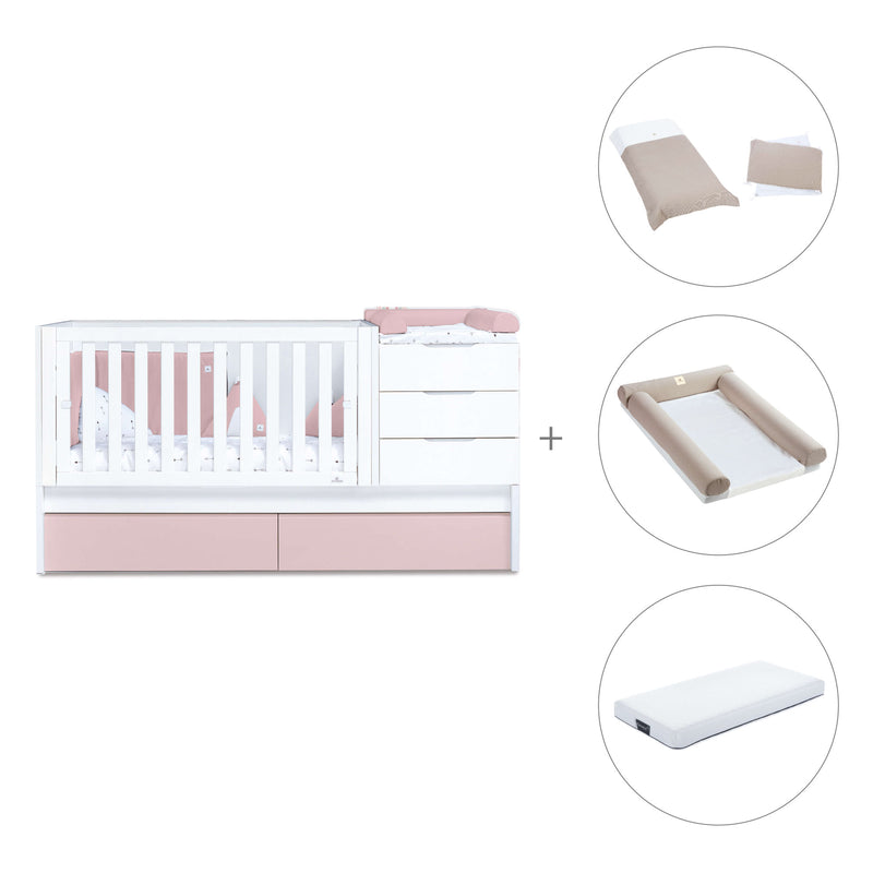 Lettino trasformabile 70x140 cm bianco/rosa chiaro · Sero More Flamingo K546-M7742