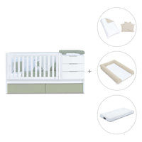 Lettino trasformabile 70x140 cm bianco/verde oliva · Sero More K546-M7756