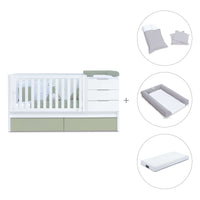 Lettino trasformabile 70x140 cm bianco/verde oliva · Sero More K546-M7756