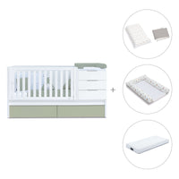 Lettino trasformabile 70x140 cm bianco/verde oliva · Sero More K546-M7756