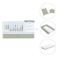 Lettino trasformabile 70x140 cm bianco/verde oliva · Sero More K546-M7756