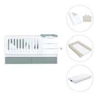 Lettino trasformabile 70x140 cm bianco/eucalipto · Sero More Eucalyptus K546-M7757