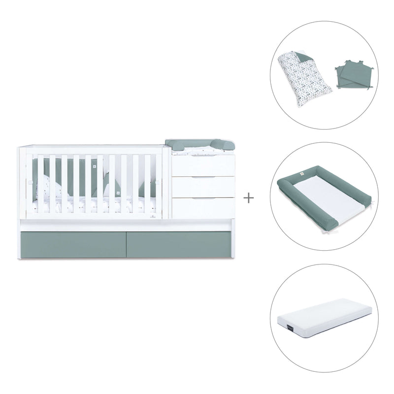 Lettino trasformabile 70x140 cm bianco/eucalipto · Sero More Eucalyptus K546-M7757