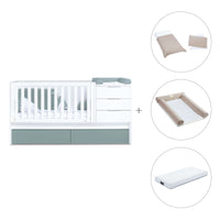 Lettino trasformabile 70x140 cm bianco/eucalipto · Sero More Eucalyptus K546-M7757