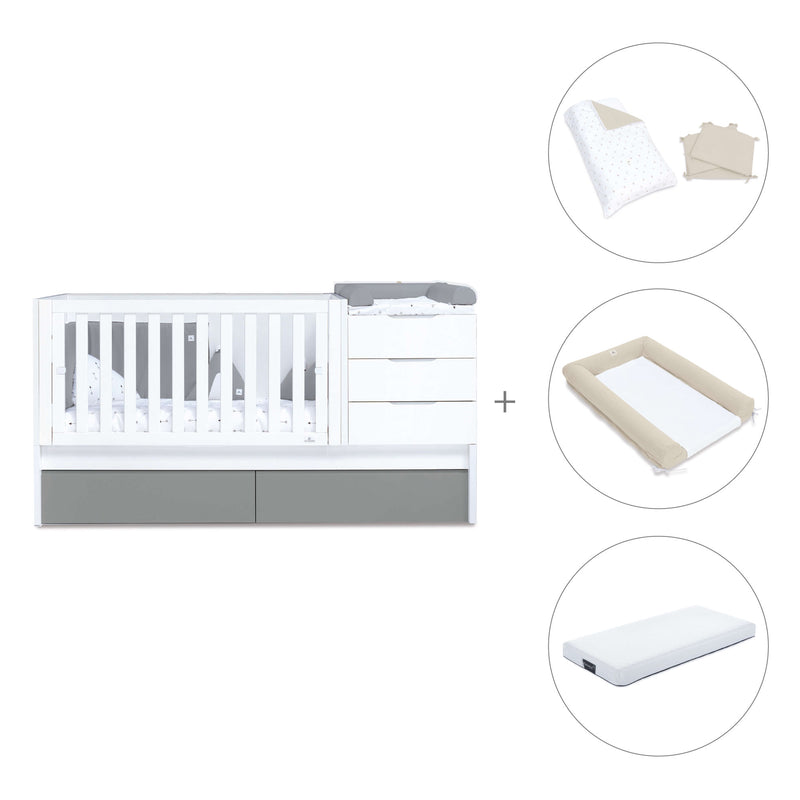 Lettino trasformabile 70x140 cm bianco/antracite · Sero More Antracita K546-M7758