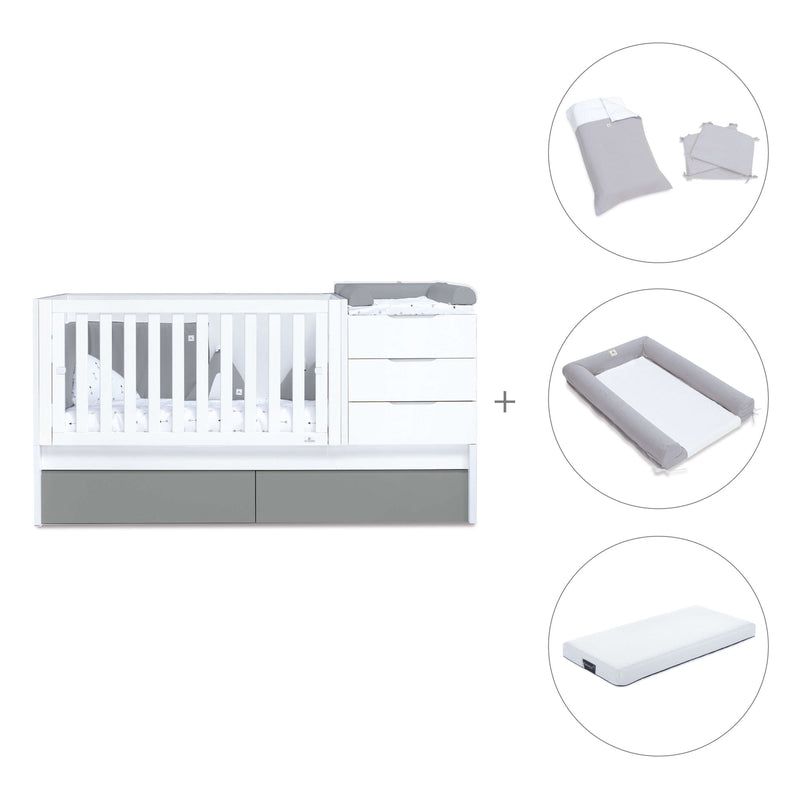 Lettino trasformabile 70x140 cm bianco/antracite · Sero More Antracita K546-M7758