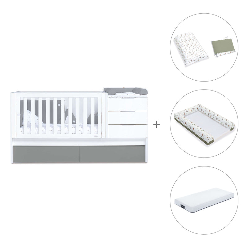 Lettino trasformabile 70x140 cm bianco/antracite · Sero More Antracita K546-M7758