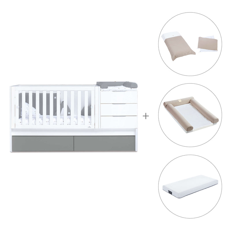 Lettino trasformabile 70x140 cm bianco/antracite · Sero More Antracita K546-M7758