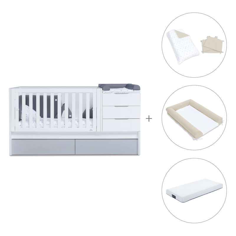 Lettino trasformabile 70x140 cm bianco/grigio · Sero More K546-M7778