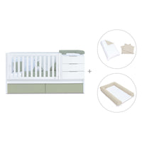 Lettino trasformabile 70x140 cm bianco/verde oliva · Sero More K546-M7756