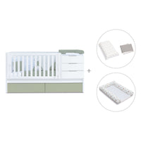 Lettino trasformabile 70x140 cm bianco/verde oliva · Sero More K546-M7756