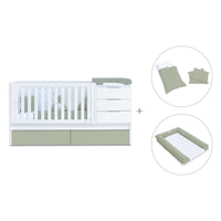 Lettino trasformabile 70x140 cm bianco/verde oliva · Sero More K546-M7756