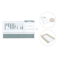 Lettino trasformabile 70x140 cm bianco/eucalipto · Sero More Eucalyptus K546-M7757