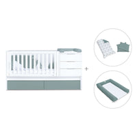 Lettino trasformabile 70x140 cm bianco/eucalipto · Sero More Eucalyptus K546-M7757