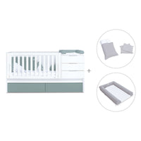 Lettino trasformabile 70x140 cm bianco/eucalipto · Sero More Eucalyptus K546-M7757