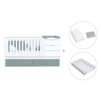 Lettino trasformabile 70x140 cm bianco/eucalipto · Sero More Eucalyptus K546-M7757