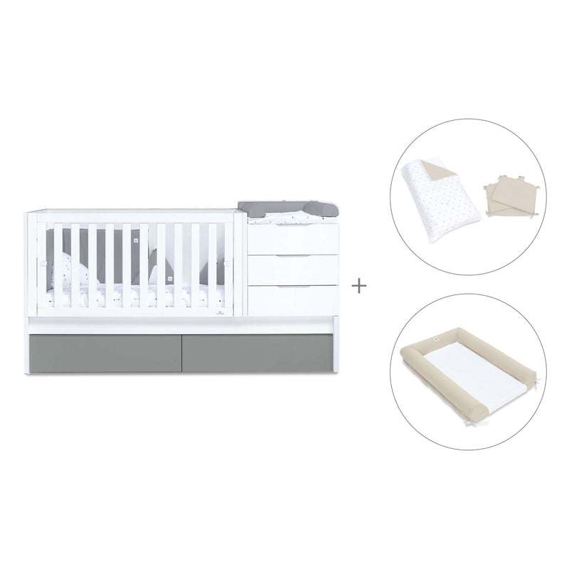 Lettino trasformabile 70x140 cm bianco/antracite · Sero More Antracita K546-M7758