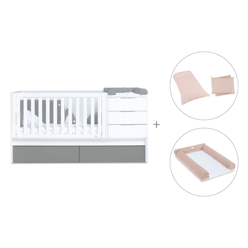 Lettino trasformabile 70x140 cm bianco/antracite · Sero More Antracita K546-M7758