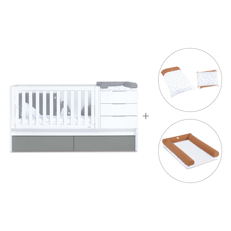 Lettino trasformabile 70x140 cm bianco/antracite · Sero More Antracita K546-M7758