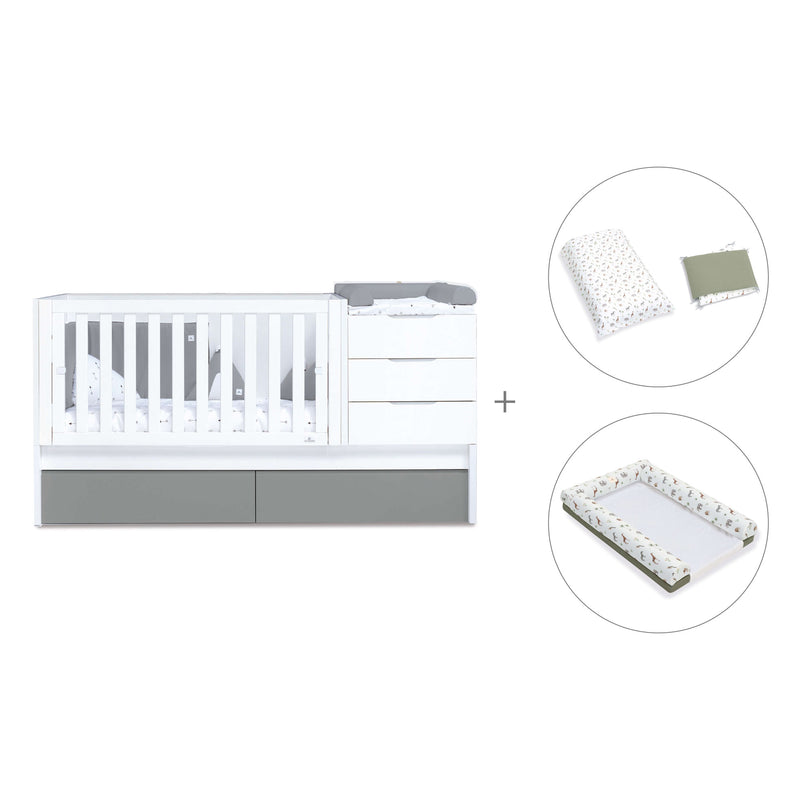 Lettino trasformabile 70x140 cm bianco/antracite · Sero More Antracita K546-M7758