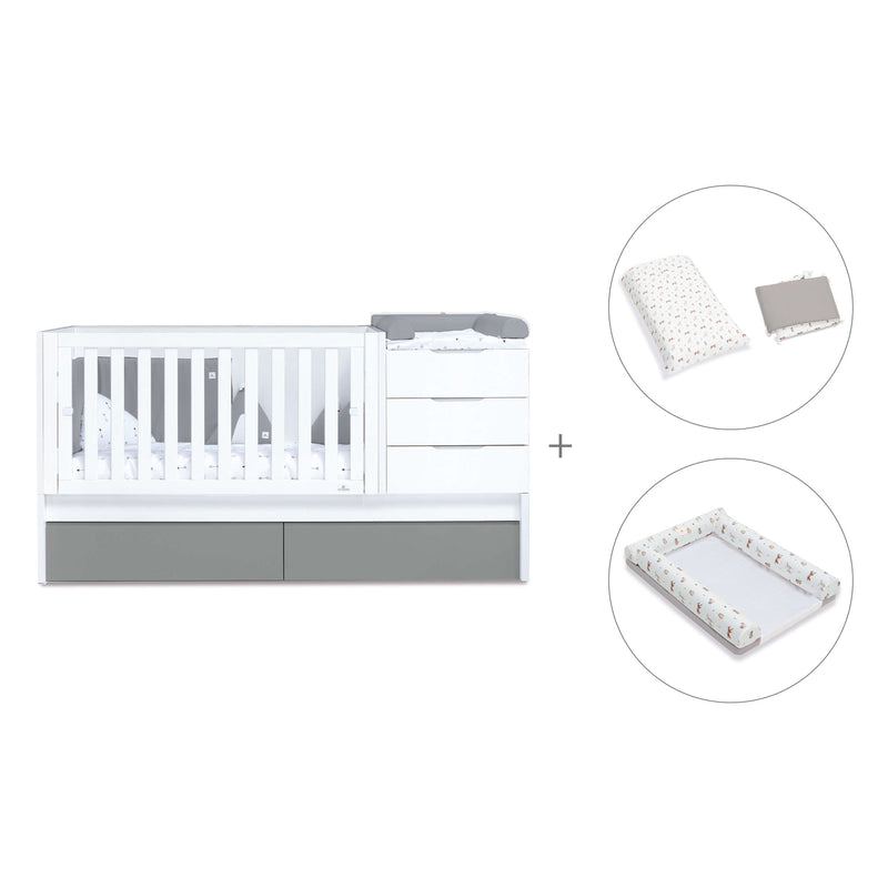 Lettino trasformabile 70x140 cm bianco/antracite · Sero More Antracita K546-M7758