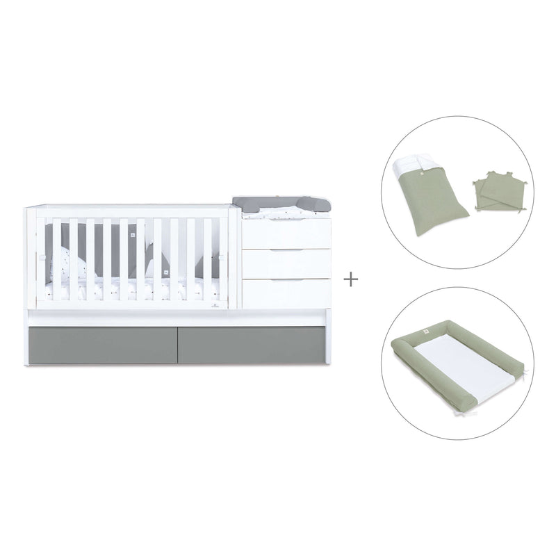 Lettino trasformabile 70x140 cm bianco/antracite · Sero More Antracita K546-M7758