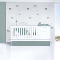 Lettino trasformabile 70x140 cm bianco/eucalipto · Sero More Eucalyptus K546-M7757