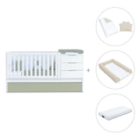 Lettino trasformabile 70x140 cm bianco/verde oliva · Sero More K546-M7756