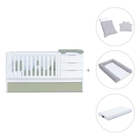 Lettino trasformabile 70x140 cm bianco/verde oliva · Sero More K546-M7756