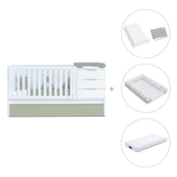 Lettino trasformabile 70x140 cm bianco/verde oliva · Sero More K546-M7756