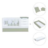 Lettino trasformabile 70x140 cm bianco/verde oliva · Sero More K546-M7756