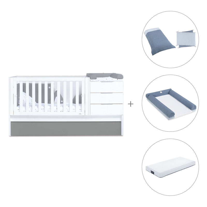 Lettino trasformabile 70x140 cm bianco/antracite · Sero More Antracita K546-M7758