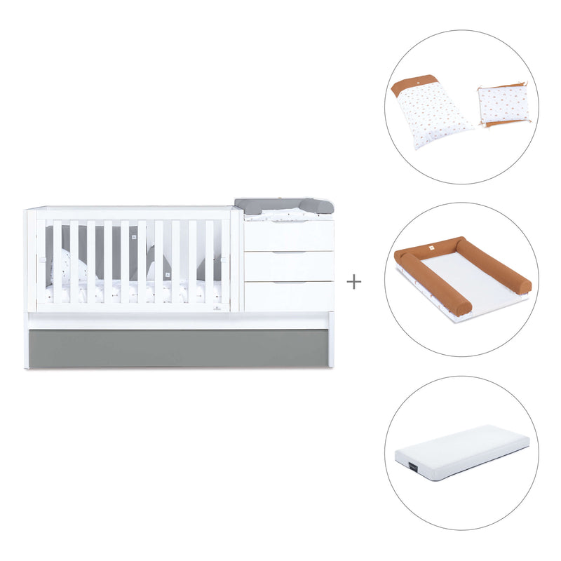 Lettino trasformabile 70x140 cm bianco/antracite · Sero More Antracita K546-M7758