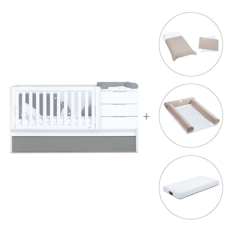 Lettino trasformabile 70x140 cm bianco/antracite · Sero More Antracita K546-M7758