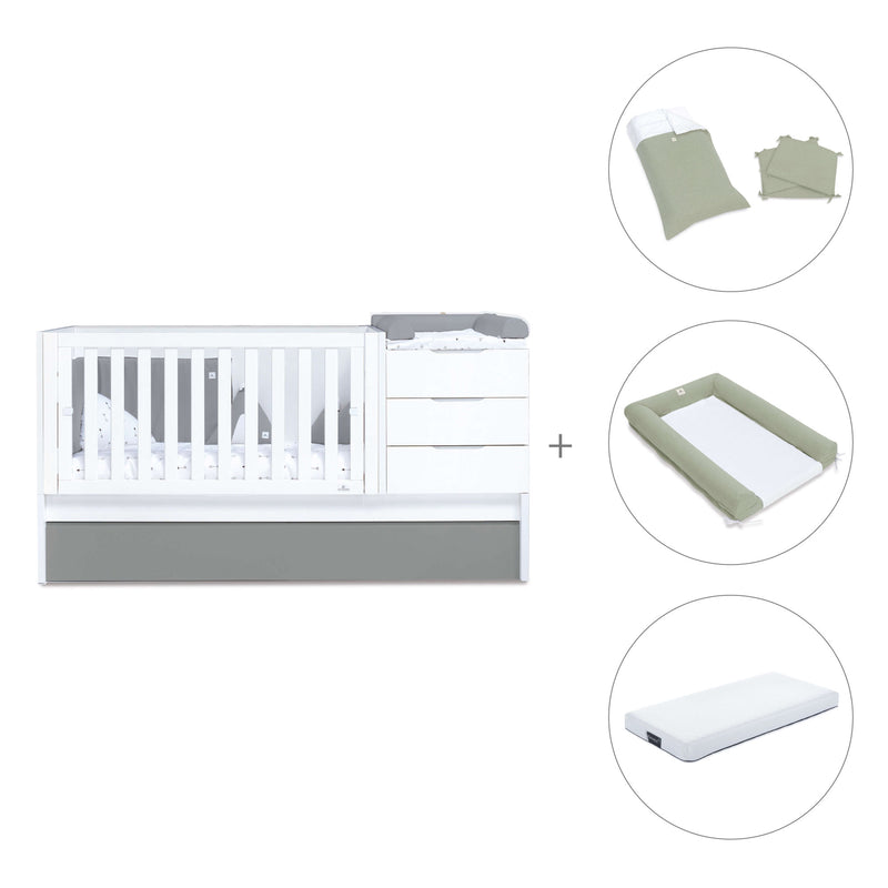 Lettino trasformabile 70x140 cm bianco/antracite · Sero More Antracita K546-M7758