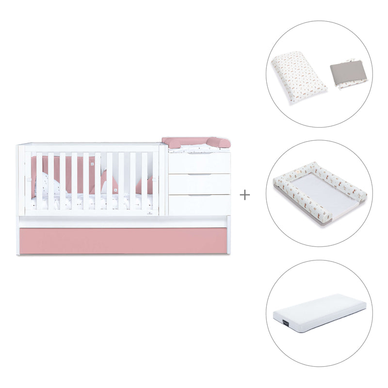 Lettino trasformabile 70x140 cm bianco/rosa · Sero More Quarzo K546-M7759