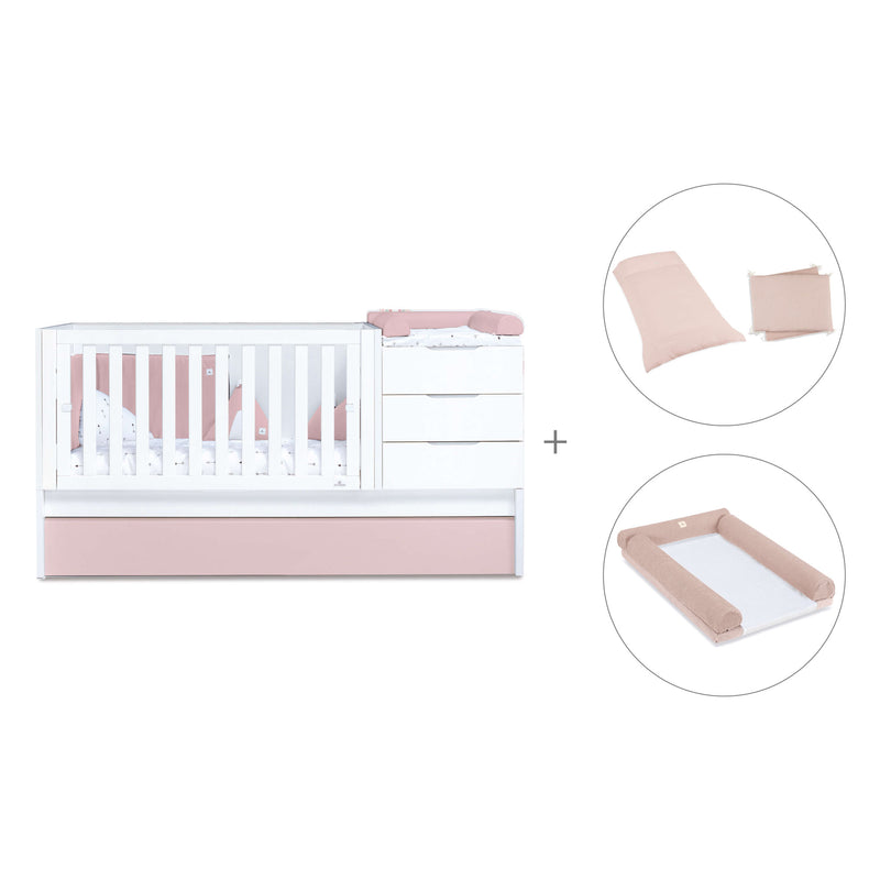 Lettino trasformabile 70x140 cm bianco/rosa chiaro · Sero More Flamingo K546-M7742