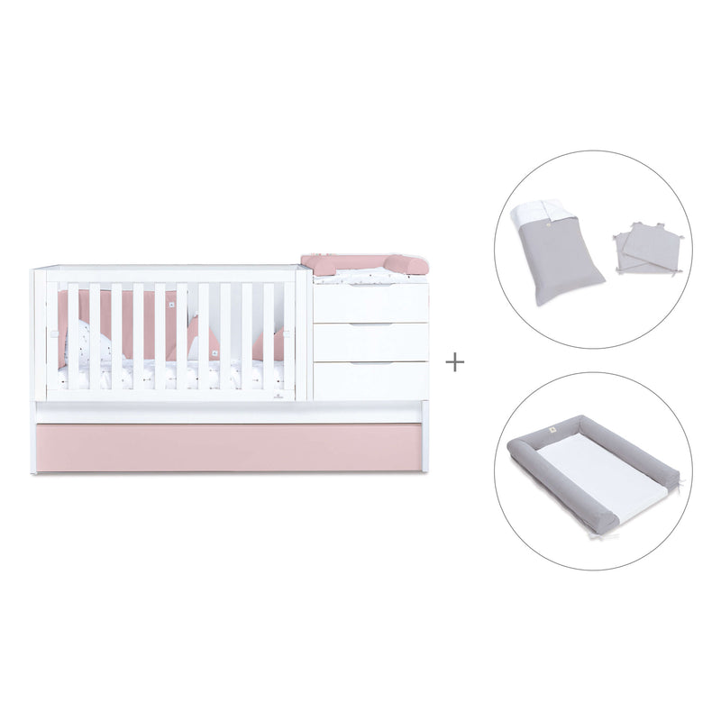 Lettino trasformabile 70x140 cm bianco/rosa chiaro · Sero More Flamingo K546-M7742