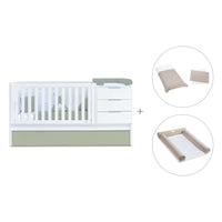 Lettino trasformabile 70x140 cm bianco/verde oliva · Sero More K546-M7756