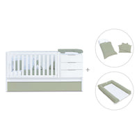 Lettino trasformabile 70x140 cm bianco/verde oliva · Sero More K546-M7756