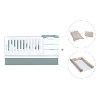 Lettino trasformabile 70x140 cm bianco/eucalipto · Sero More Eucalyptus K546-M7757