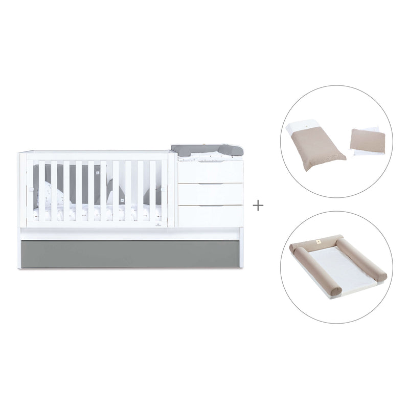 Lettino trasformabile 70x140 cm bianco/antracite · Sero More Antracita K546-M7758